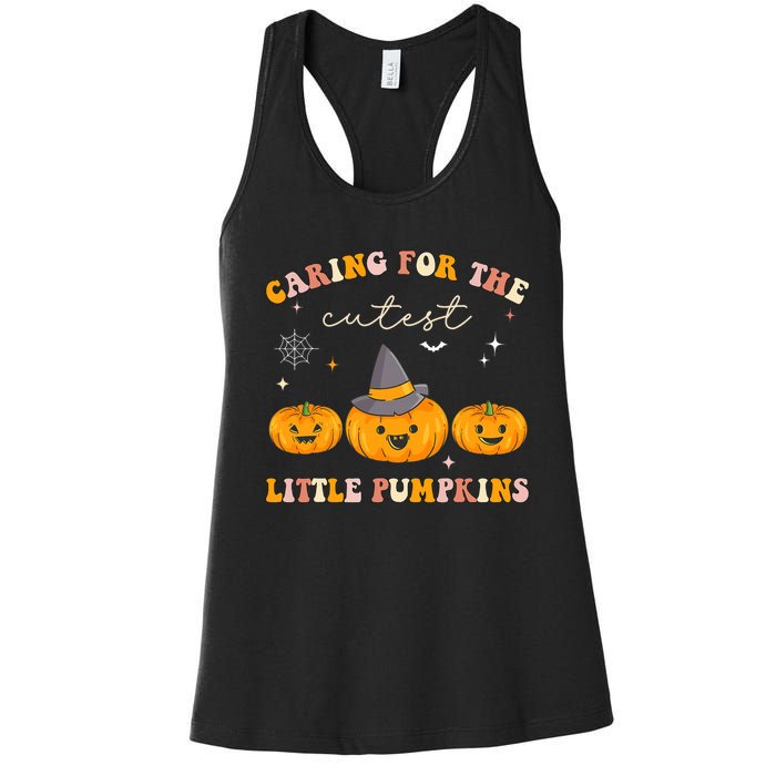 Caring For Cutest Little Pumpkins Pediatric Nurse Halloween Women's Racerback Tank