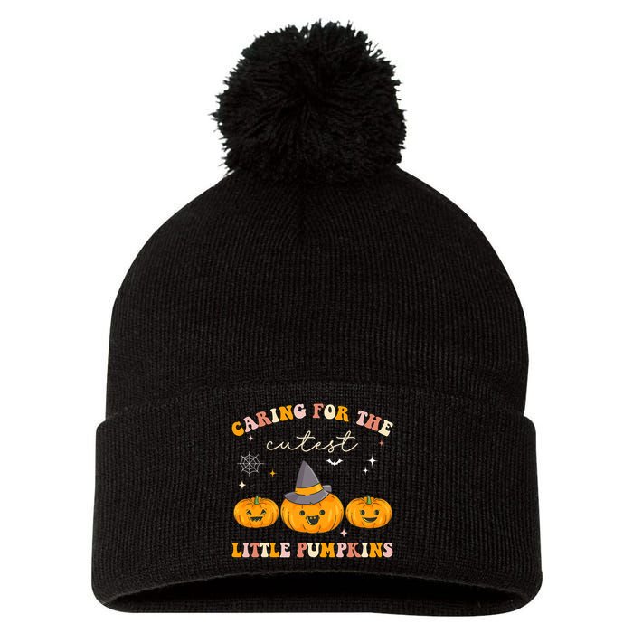 Caring For Cutest Little Pumpkins Pediatric Nurse Halloween Pom Pom 12in Knit Beanie