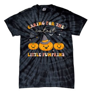 Caring For Cutest Little Pumpkins Pediatric Nurse Halloween Tie-Dye T-Shirt