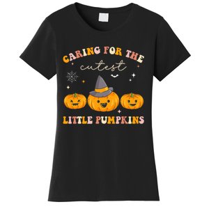 Caring For Cutest Little Pumpkins Pediatric Nurse Halloween Women's T-Shirt