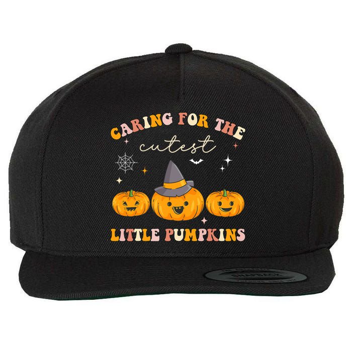 Caring For Cutest Little Pumpkins Pediatric Nurse Halloween Wool Snapback Cap