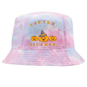 Caring For Cutest Little Pumpkins Pediatric Nurse Halloween Tie-Dyed Bucket Hat