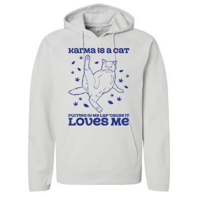 Cute Funny Cat Lover Karma Performance Fleece Hoodie