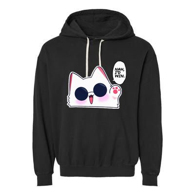 Cute Funny Cat Funny Anime Meme Nah ID Win Gojo Cat Garment-Dyed Fleece Hoodie