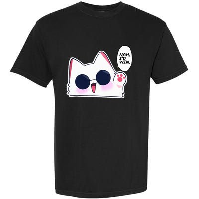 Cute Funny Cat Funny Anime Meme Nah ID Win Gojo Cat Garment-Dyed Heavyweight T-Shirt