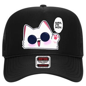 Cute Funny Cat Funny Anime Meme Nah ID Win Gojo Cat High Crown Mesh Back Trucker Hat