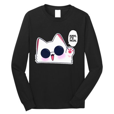 Cute Funny Cat Funny Anime Meme Nah ID Win Gojo Cat Long Sleeve Shirt