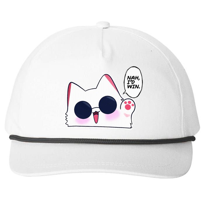 Cute Funny Cat Funny Anime Meme Nah ID Win Gojo Cat Snapback Five-Panel Rope Hat