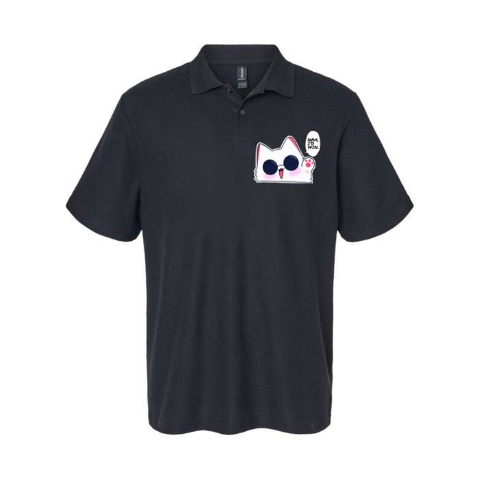 Cute Funny Cat Funny Anime Meme Nah ID Win Gojo Cat Softstyle Adult Sport Polo