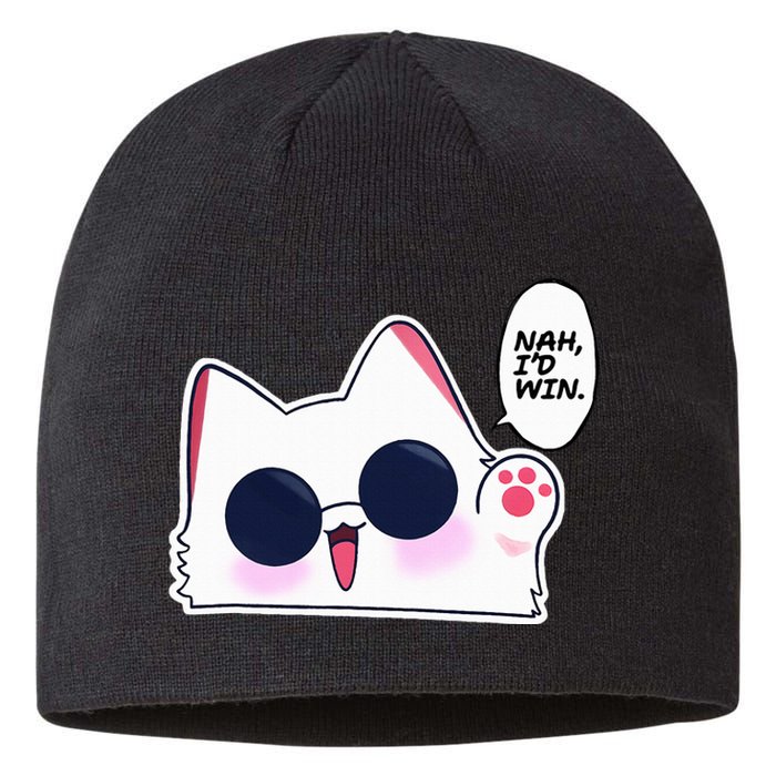 Cute Funny Cat Funny Anime Meme Nah ID Win Gojo Cat Sustainable Beanie