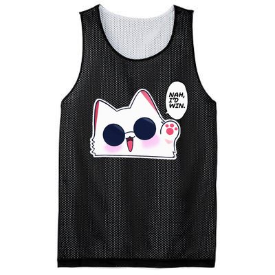 Cute Funny Cat Funny Anime Meme Nah ID Win Gojo Cat Mesh Reversible Basketball Jersey Tank