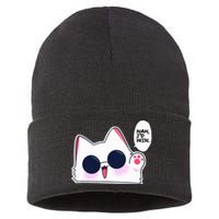 Cute Funny Cat Funny Anime Meme Nah ID Win Gojo Cat Sustainable Knit Beanie