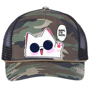 Cute Funny Cat Funny Anime Meme Nah ID Win Gojo Cat Retro Rope Trucker Hat Cap