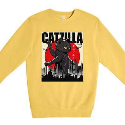 Catzilla Funny Cat Funny Cat Cat Lover Premium Crewneck Sweatshirt