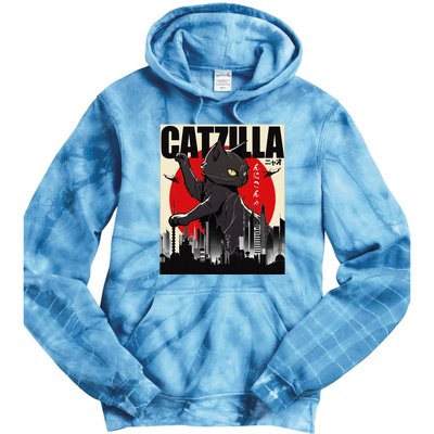 Catzilla Funny Cat Funny Cat Cat Lover Tie Dye Hoodie