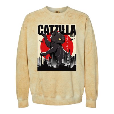 Catzilla Funny Cat Funny Cat Cat Lover Colorblast Crewneck Sweatshirt