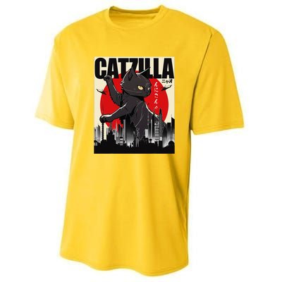 Catzilla Funny Cat Funny Cat Cat Lover Performance Sprint T-Shirt