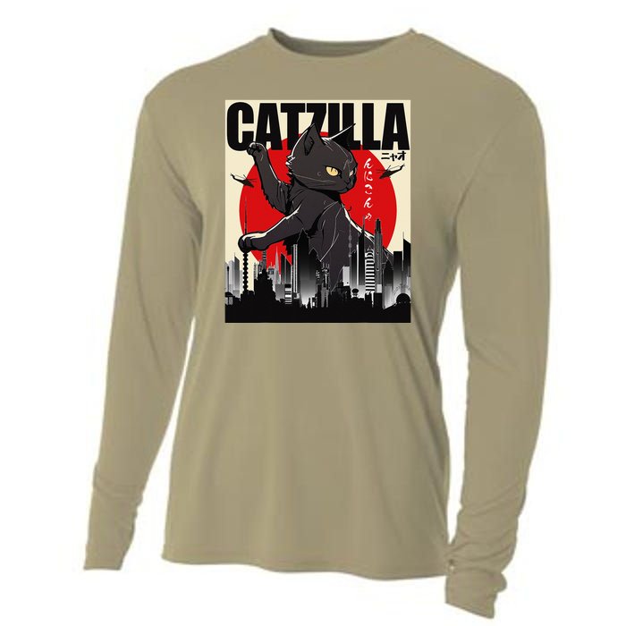 Catzilla Funny Cat Funny Cat Cat Lover Cooling Performance Long Sleeve Crew