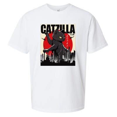 Catzilla Funny Cat Funny Cat Cat Lover Sueded Cloud Jersey T-Shirt