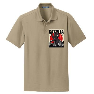 Catzilla Funny Cat Funny Cat Cat Lover Dry Zone Grid Polo