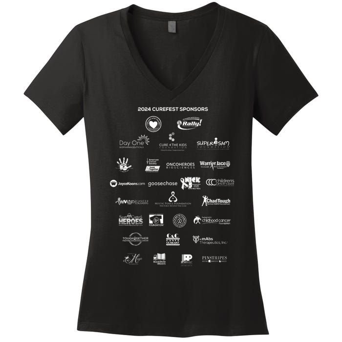 Curefest For Childhood Cancer 2024 Design 3 For Dark Fabric Women's V-Neck T-Shirt