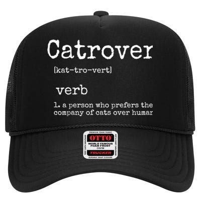 Catrovert Funny Cat Lover High Crown Mesh Back Trucker Hat