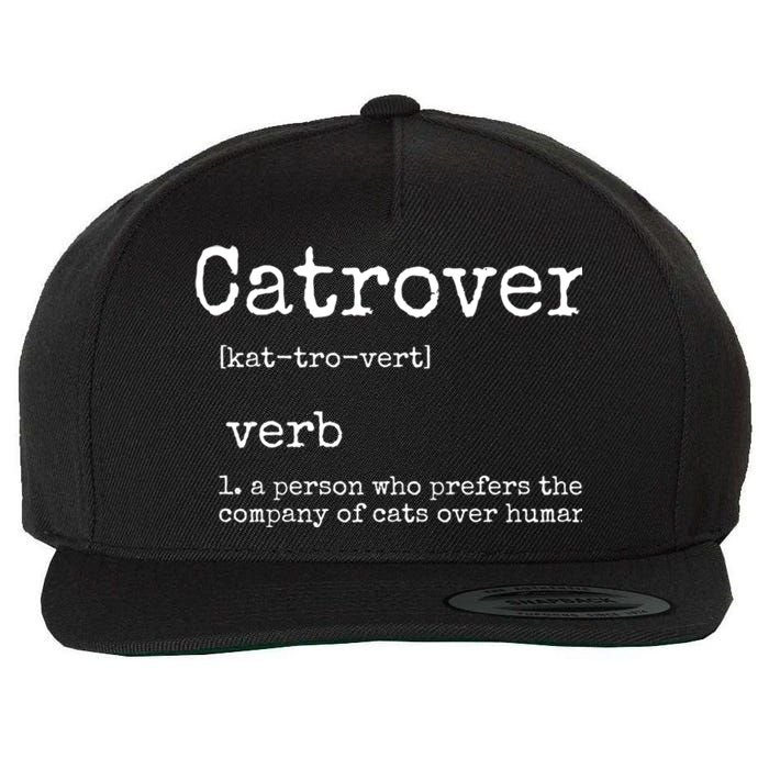 Catrovert Funny Cat Lover Wool Snapback Cap