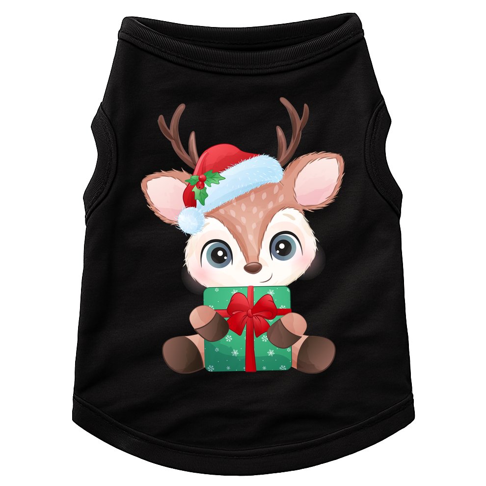 Cute Festive Christmas Reindeer Present Doggie Tank