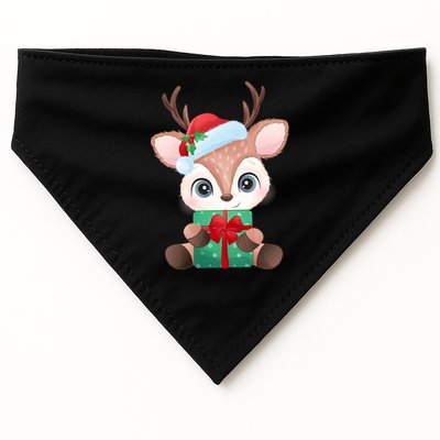 Cute Festive Christmas Reindeer Present USA-Made Doggie Bandana