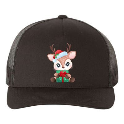 Cute Festive Christmas Reindeer Present Yupoong Adult 5-Panel Trucker Hat