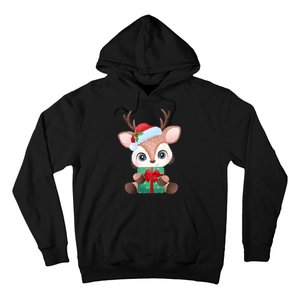 Cute Festive Christmas Reindeer Present Hoodie