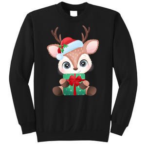 Cute Festive Christmas Reindeer Present Sweatshirt