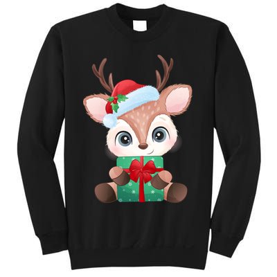Cute Festive Christmas Reindeer Present Sweatshirt