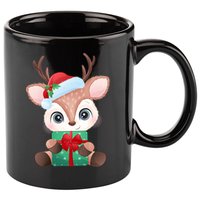 Cute Festive Christmas Reindeer Present 11oz C Handle Ceramic Mug