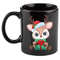 Cute Festive Christmas Reindeer Present 11oz C Handle Ceramic Mug