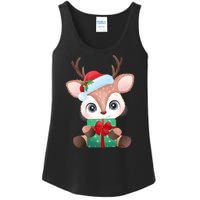 Cute Festive Christmas Reindeer Present Ladies Essential Tank