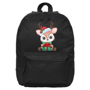 Cute Festive Christmas Reindeer Present 16 in Basic Backpack