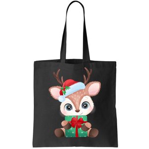 Cute Festive Christmas Reindeer Present Tote Bag