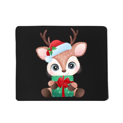 Cute Festive Christmas Reindeer Present Mousepad