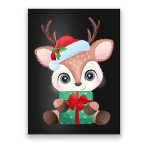 Cute Festive Christmas Reindeer Present Poster