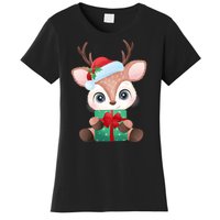 Cute Festive Christmas Reindeer Present Women's T-Shirt