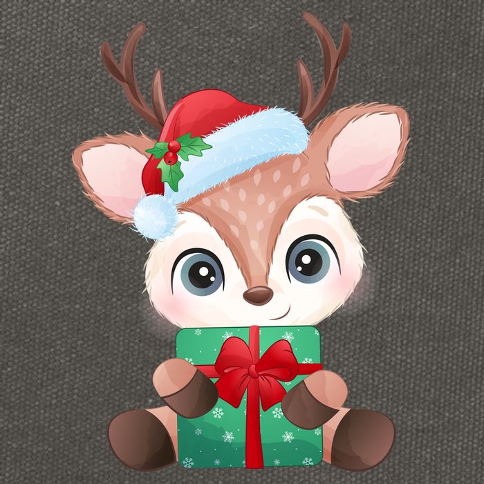 Cute Festive Christmas Reindeer Present Cotton Canvas Backpack