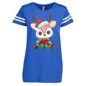 Cute Festive Christmas Reindeer Present Enza Ladies Jersey Football T-Shirt