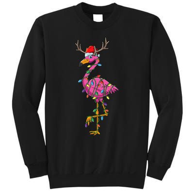 Cute Flamingo Christmas Tree Reindeer Antlers Funny Gift  Sweatshirt