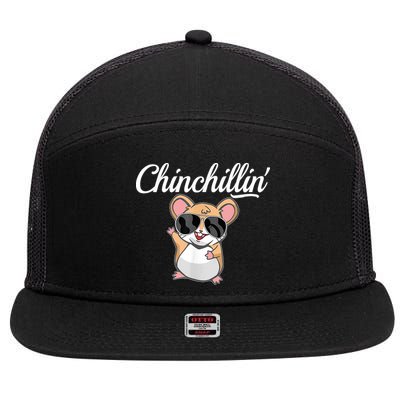 Chinchillin Funny Chinchilla Lovers 7 Panel Mesh Trucker Snapback Hat