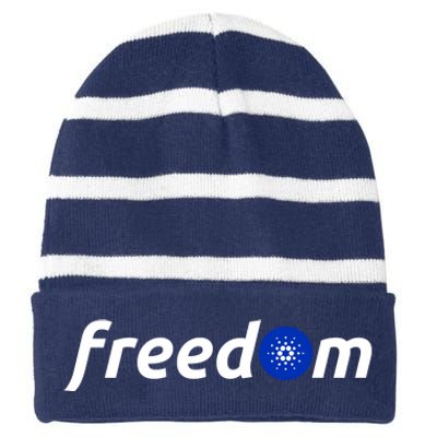 Cardano Freedom Cryptocurrency Striped Beanie with Solid Band