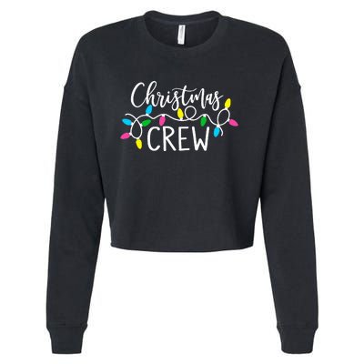 cute family christmas crew matching pajamas lights   Cropped Pullover Crew