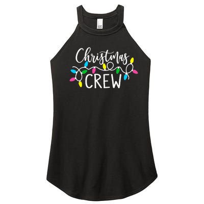 cute family christmas crew matching pajamas lights   Women’s Perfect Tri Rocker Tank