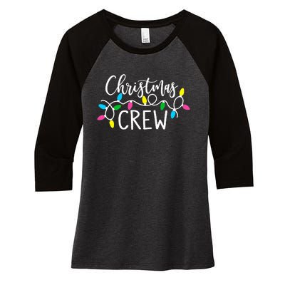 cute family christmas crew matching pajamas lights   Women's Tri-Blend 3/4-Sleeve Raglan Shirt