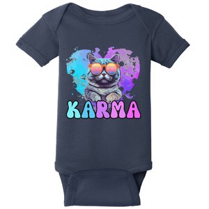 Cute Funny Cat Lover Heart Shape Karma Baby Bodysuit